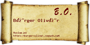 Bürger Olivér névjegykártya