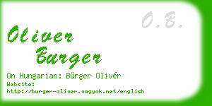 oliver burger business card